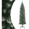 Image de Sapin de Noël Artificiel Mince avec Support Arbre de Noël Décoration de Vacances Ornement de Noël Décoration de Fête Salon Intérieur 150 cm PVC