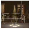 Image de Sapin de Noël sur Mât de Drapeau Ornement de Fête Décoration de Vacances Arbre de Noël de Jardin Extérieur 108 LED Blanc Chaud 180 cm