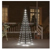 Image de Sapin de Noël sur Mât de Drapeau Ornement de Fête Décoration de Vacances Arbre de Noël de Jardin Extérieur 108 LED Blanc Froid 180 cm