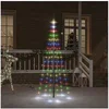 Image de Sapin de Noël sur Mât de Drapeau Ornement de Fête Décoration de Vacances Arbre de Noël de Jardin Extérieur 108 LED Colorées 180 cm