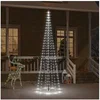 Image de Sapin de Noël sur Mât de Drapeau Ornement de Fête Décoration de Vacances Arbre de Noël de Jardin Extérieur 310 LED Blanc Froid 300 cm