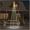 Image de Sapin de Noël sur Mât de Drapeau Ornement de Fête Décoration de Vacances Arbre de Noël de Jardin Extérieur 732 LED Colorées 500 cm