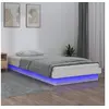 Image de Cadre de lit à LED sans matelas blanc bois massif