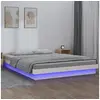 Image de Cadre de lit à LED sans matelas blanc bois massif