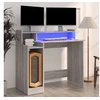 Image de Bureau et lumières LED Sonoma gris 97x45x90cm Bois d'ingénierie