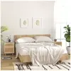 Image de Tables de chevet 2pcs Blanc Bois de pin massif et rotin naturel