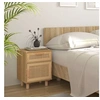 Image de Table de chevet Marron Bois de pin massif et rotin naturel