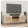 Image de Meuble TV Marron 105x30x40 cm Bois de pin massif rotin naturel
