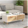 Image de Table basse Blanc 80x40x30 cm Bois d ingénierie et pin massif