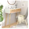 Image de Table console Blanc 80x30x75 cm Bois massif pin rotin naturel