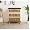 Image de Buffet Noir 60x30x70 cm Bois de pin massif et rotin naturel345634