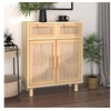 Image de Buffet Marron 60x30x75 cm Bois de pin massif et rotin naturel