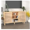 Image de Buffet Marron 105x30x60 cm Bois de pin massif et rotin naturel