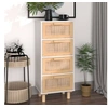 Image de Buffet Blanc 40x30x90 cm Bois de pin massif et rotin naturel