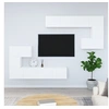 Image de Meuble TV Mural Flottant Centre de Divertissement Armoire Multimédia Meuble de Salle de Séjour Salon Intérieur Blanc Bois d'Ingénierie