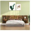 Image de Tête de Lit avec Armoires Accessoire de Lit Tête de Lit Flottante Murale Meuble de Chambre à Coucher Chêne Fumé Bois d'Ingénierie