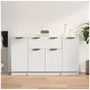 Image de Buffets 3 pcs, Armoires de Rangement avec Tiroir et Porte, Armoires Latérales, Meubles de Salon Salle de Séjour, Moderne, Blanc Bois d'Ingénierie