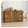 Image de Buffet 3 pcs, Meubles de Rangement avec Tiroir et Porte, Armoires de Rangement, Buffets de Salon Salle de Séjour, Moderne, Chêne Fumé Bois