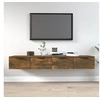 Image de Wandkasten 2 st 68x30x20 cm bewerkt hout gerookt eiken3115897