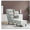 Image de Fauteuil à oreilles avec tabouret gris clair velours