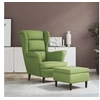 Image de Fauteuil à oreilles avec tabouret vert clair velours