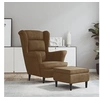 Image de Fauteuil met voetenbank velours bruin