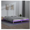 Image de Cadre de Lit à LED Sommier à Lattes Lit Double Lit Adulte Cadre à Lattes sur Pied Meuble de Chambre à Coucher 160x200 cm Bois Massif