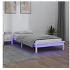 Image de Cadre de Lit à LED Sommier à Lattes Lit Simple Lit Adulte Cadre à Lattes sur Pied Meuble de Chambre à Coucher Blanc 75x190 cm Bois Massif