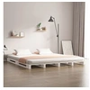 Image de Lit de Palette Sommier à Lattes Lit Double Lit Adulte Cadre à Lattes sur Pied Chambre à Coucher Intérieur Blanc 140x190 cm Bois de Pin Massif