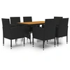 Image de Mobilier à dîner d'extérieur 7 pièces Résine tressée Noir