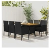 Image de Mobilier à Dîner d'Extérieur 7 pcs Ensemble de Salle à Manger de Patio Table et Chaises de Repas Jardin Terrasse Résine Tressée Noir