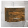 Image de Meuble lavabo avec bassin intégré Chêne fumé Bois d ingénierie