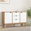 Image de Buffet Armoire de Rangement Organisateur de Maison Meuble de Salle de Séjour Salon Intérieur Marron et Blanc 113,5x43x73 cm Bois Massif de Pin