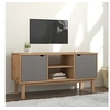 Image de Meuble TV Centre de Divertissement Armoire Stéréo Armoire Multimédia Salle de Séjour Intérieur Marron et Gris 113,5x43x57 cm Bois de Pin Massif