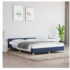 Image de Cadre de lit avec tête de lit sans matelas bleu 140x190cm tissu