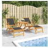 Image de Chaises longues d extérieur lot de 2 Acacia massif et textilène