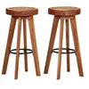 Image de Tabourets de bar 2 pcs Cuir véritable et bois d acacia solide
