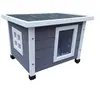 Image de Maison d'extérieur pour chats 57x45x43 cm Bois Gris et blanc Multicolore