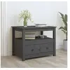 Image de Table basse Gris 71x49x55 cm Bois massif de pin