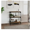 Image de Bibliothèque, Etagère à Livres à 3 Niveaux, Meuble de Rangement Bureau Salle de Séjour, Moderne, Chêne Fumé Bois d'Ingénierie et Acier 819324