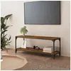 Image de Meuble TV Chêne fumé 100x33x41 cm Bois d'ingénierie et acier