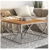 Image de Table basse argenté acier inoxydable et bois massif d'acacia349951