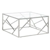 Image de Table basse argenté acier inoxydable et verre trempé