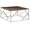 Image de Table basse argenté acier inoxydable et bois de mélèze massif