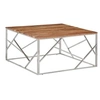 Image de Table basse argenté acier inoxydable et bois massif d acacia