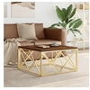 Image de Table basse doré acier inoxydable et bois massif récupération349974