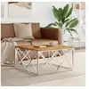 Image de Table basse argenté acier inoxydable et bois massif d acacia