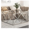 Image de Table basse argenté acier inoxydable et verre trempé 349977