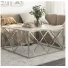 Image de Table basse argenté acier inoxydable et verre trempé 349979
