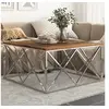 Image de Table basse argenté inox et bois de mélèze massif349981